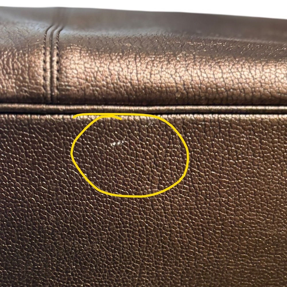 Coach Primrose Satchel Tote Bronze Metallic Pebbled Leather Gunmetal Hardware - Picture 15 of 16